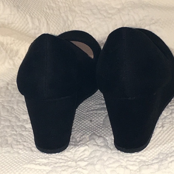 NWB Trendy Black Fabric Platform Heels Shoes 6 - Picture 5 of 8